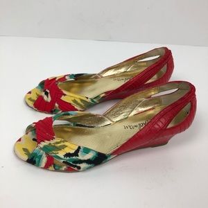 faith red wedge sandals